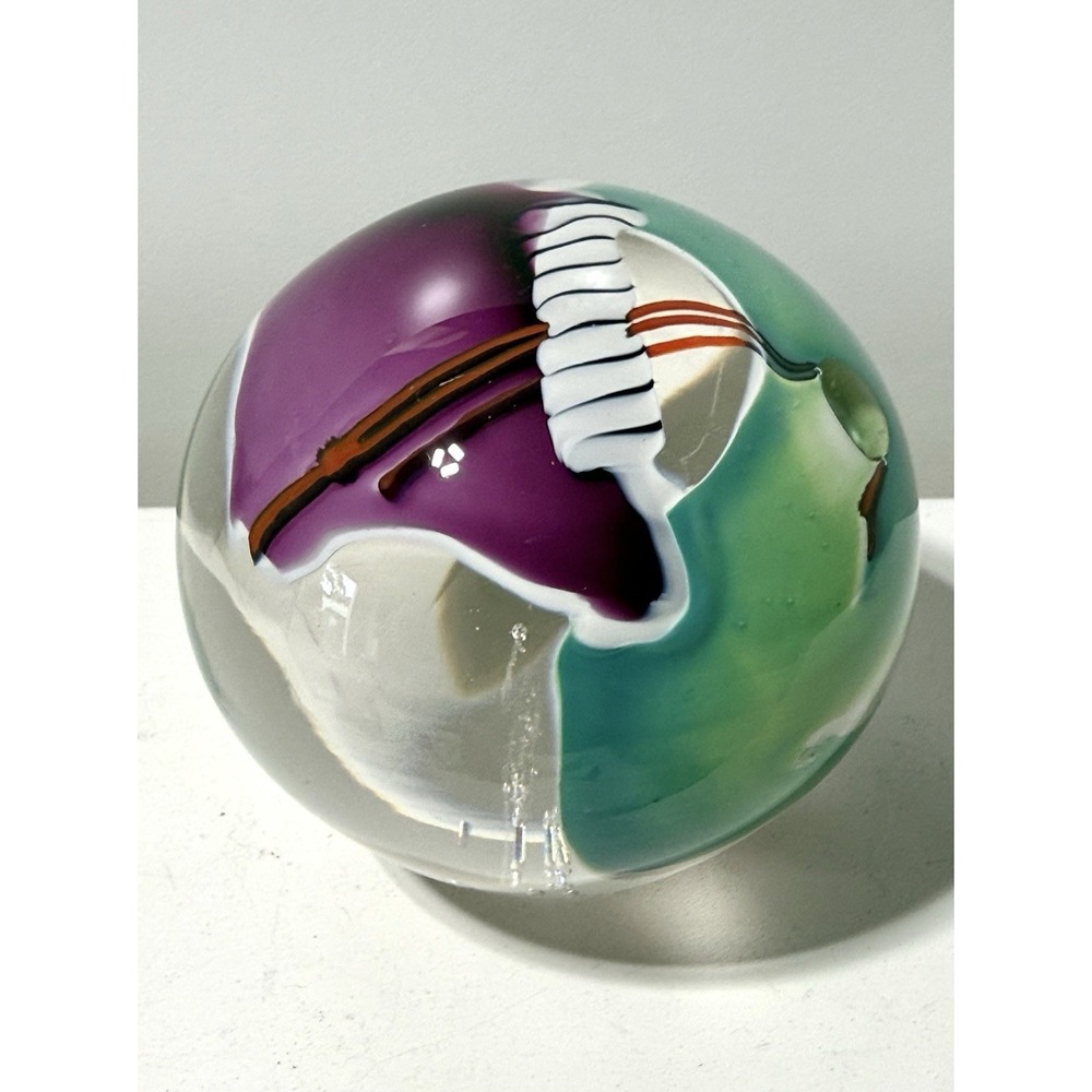 James Wilbat SIGNED 1990 Large Glass Shard Paperweight 3.5‎ In. Vintage